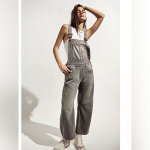WE THE FREE PEOPLE GOOD LUCK BARREL OVERALLS
